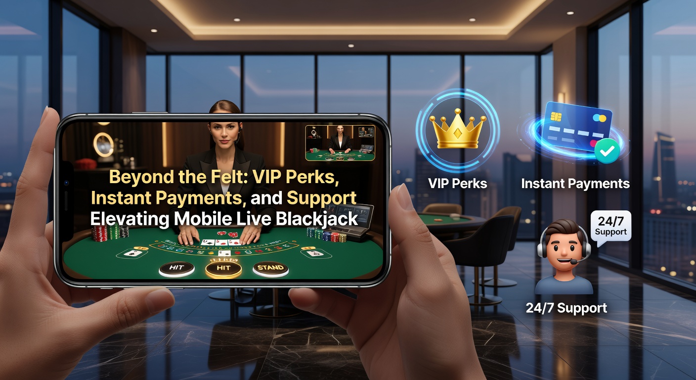 Nahaufnahme eines VIP-Players am mobilen Live-Blackjack-Tisch mit Support-Chat und Zahlungsbestätigung im Vordergrund